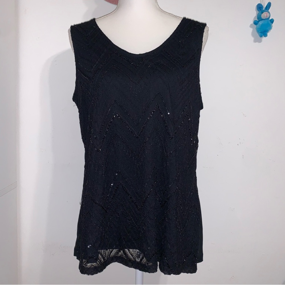 Chico’s | Black Sequin Tank Top